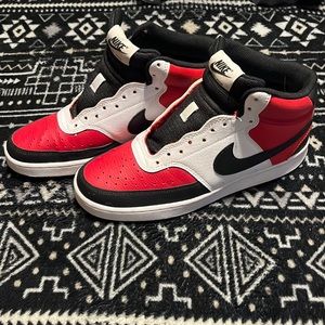 Red and Black Nike Court Vision Mids